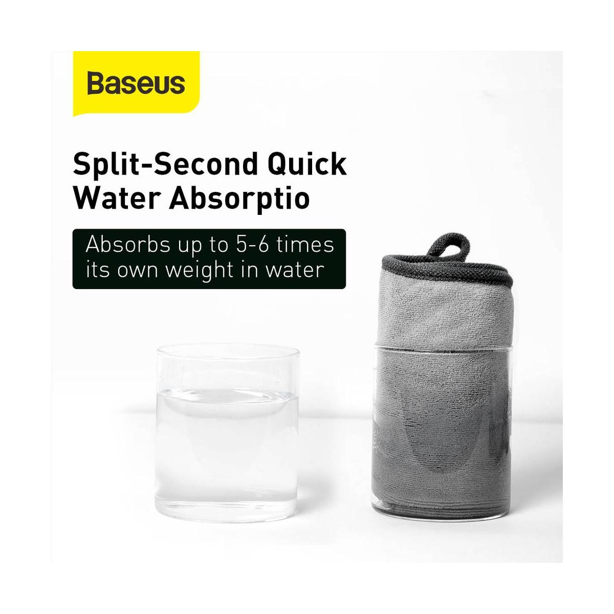 Kép 6/13 - Baseus autós kiegészítő, Life mikroszálas törölköző autó mosás utáni tisztításhoz (40*40 mm, 2db / csomag) szürke (CRXCMJ-0G)