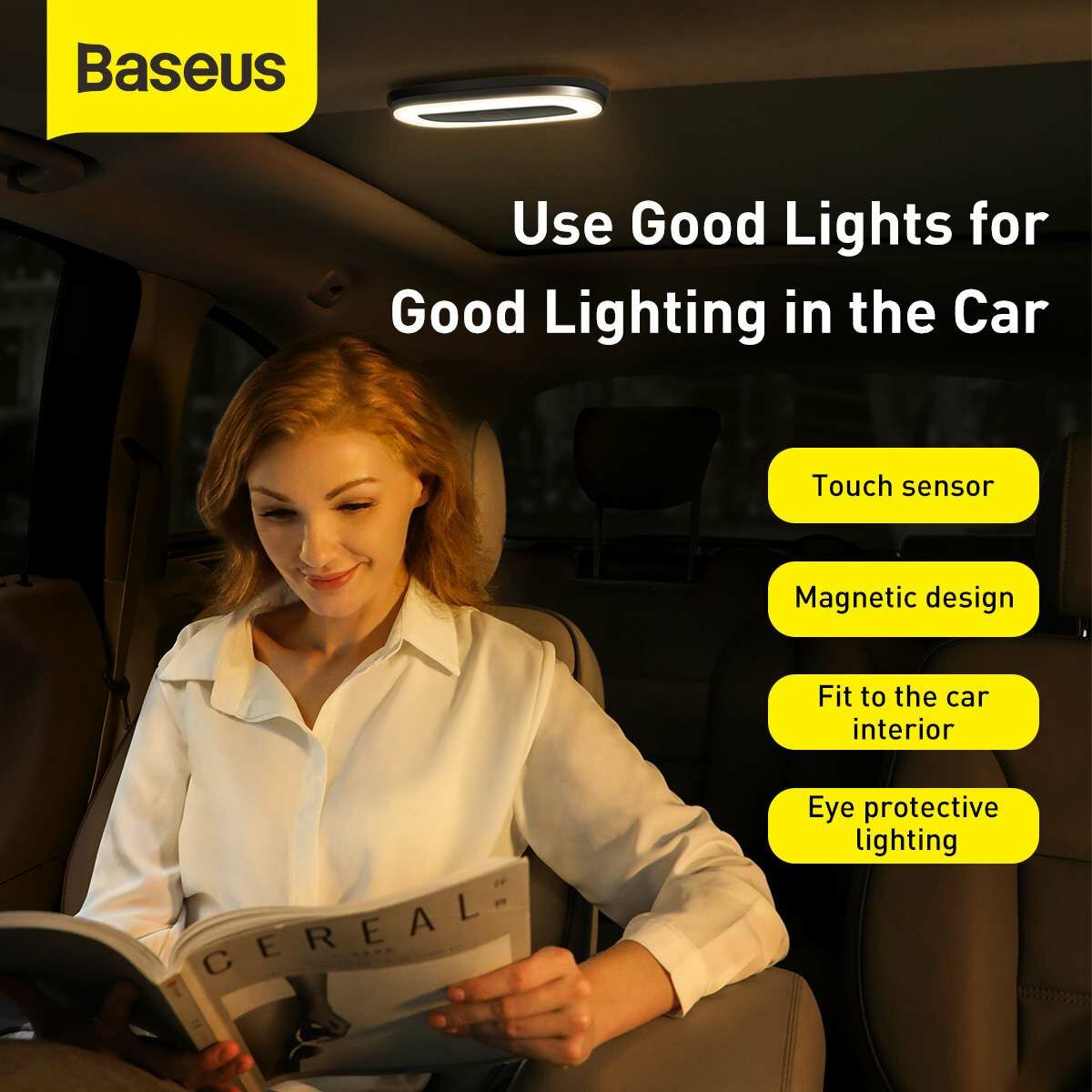 Kép 5/17 - Baseus autós kiegészítő, LED belső világítás, vezeték nélküli, mágneses, 400 mAh akksival, fekete (CRYDD01-01)