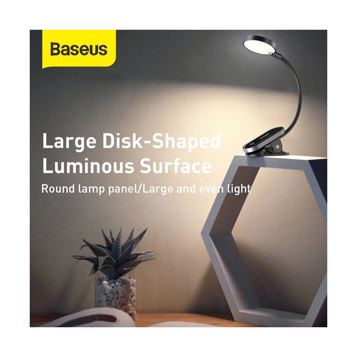 Kép 5/13 - Baseus otthon, Comfort Reading Mini csipeszes lámpa + töltő kábel, 400 mAh, 4000K, 3W, szürke (DGRAD-0G)