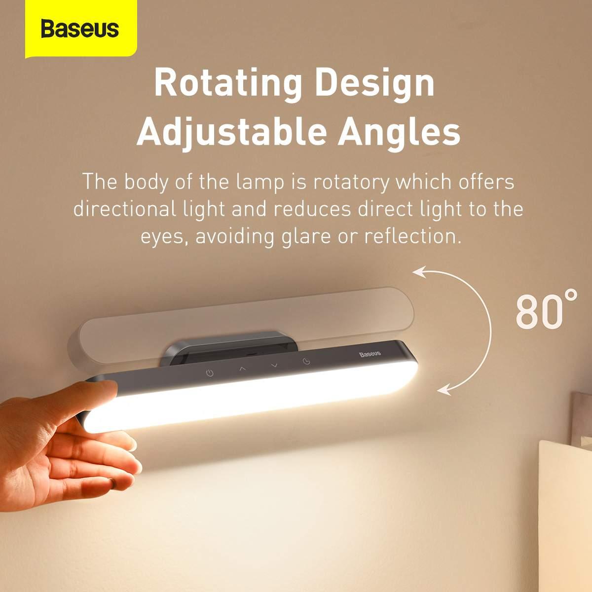 Kép 13/17 - Baseus otthon, Magnetic Stepless asztali LED lámpa, fényérzékelős, lumen 100LM, 1800 mAh, 4.5W, szürke (DGXC-C0G)