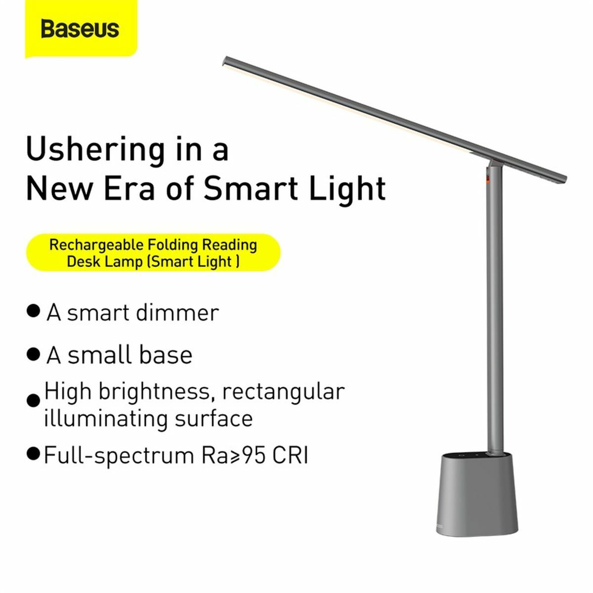 Kép 13/18 - Baseus otthon, Smart Eye Series LED asztali újratölthető olvasó lámpa, összecsukható, 2200 mAh (Smart Light) 5W, szürke (DGZG-0G)