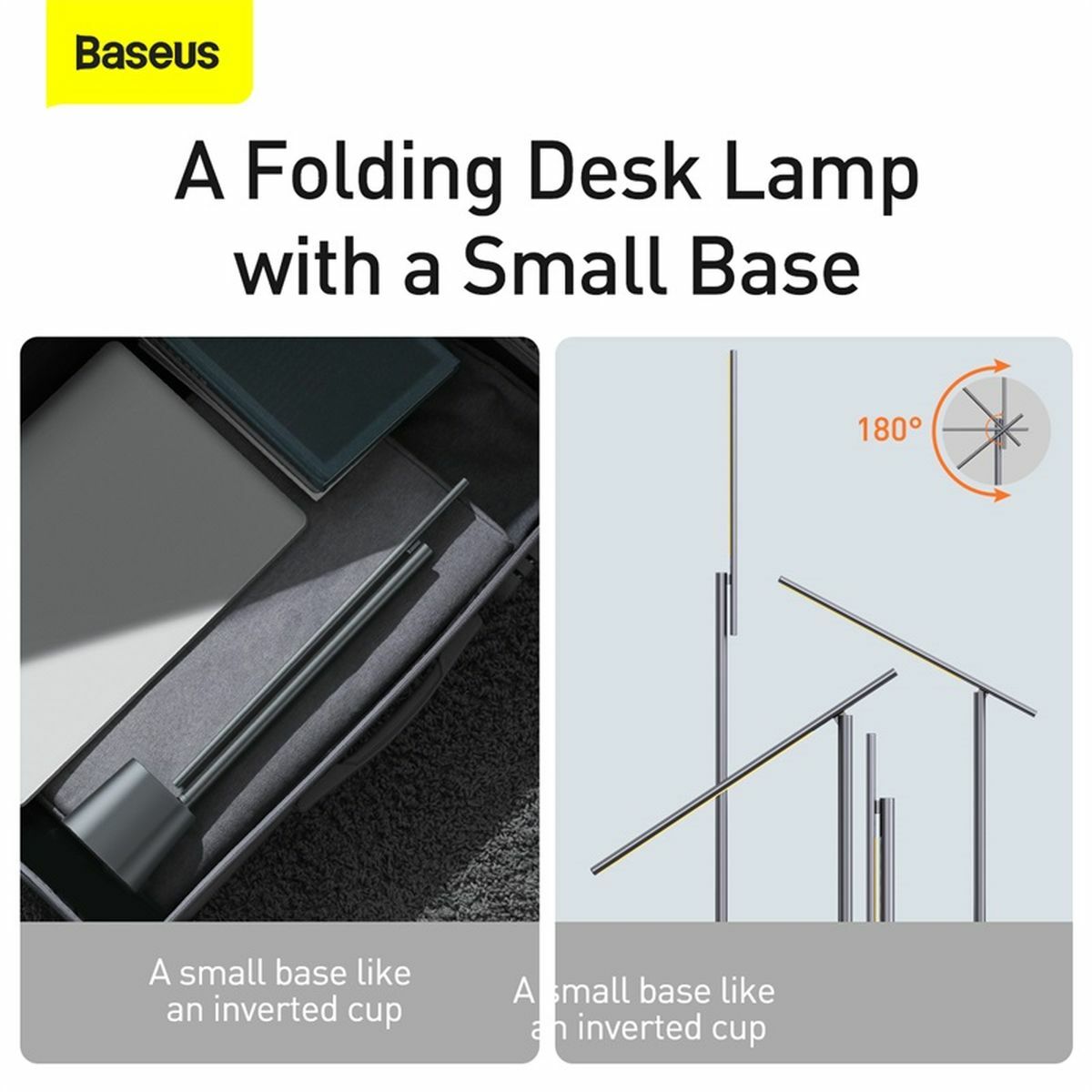 Kép 16/18 - Baseus otthon, Smart Eye Series LED asztali újratölthető olvasó lámpa, összecsukható, 2200 mAh (Smart Light) 5W, szürke (DGZG-0G)