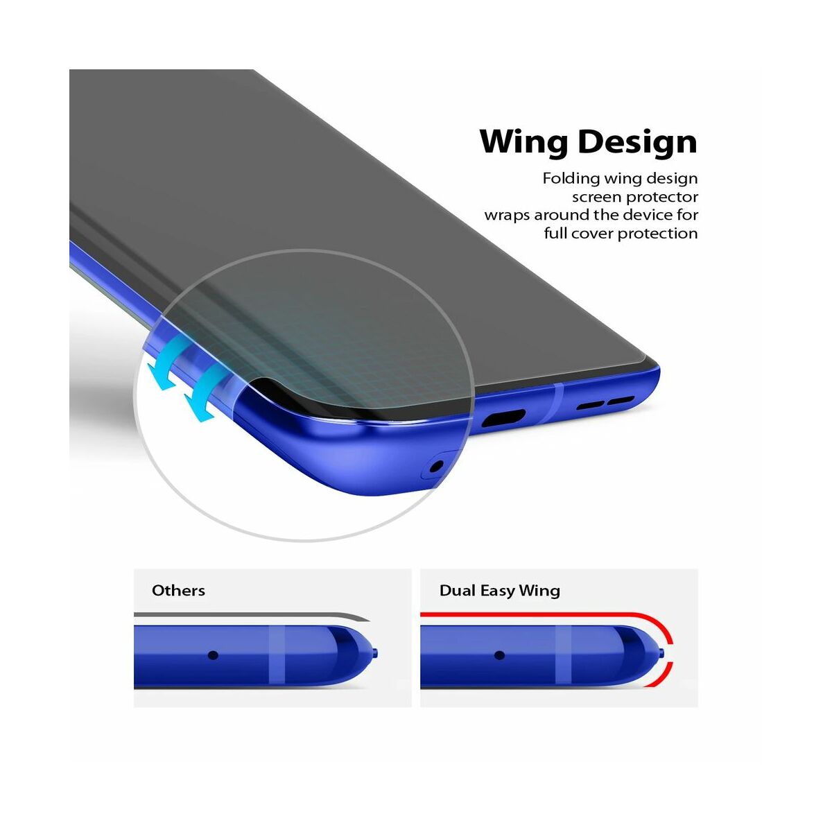 Kép 7/13 - Ringke OnePlus 8 Pro kijelzővédő üveg, Dual Easy Wing Full (1+1 csomag), Átlátszó