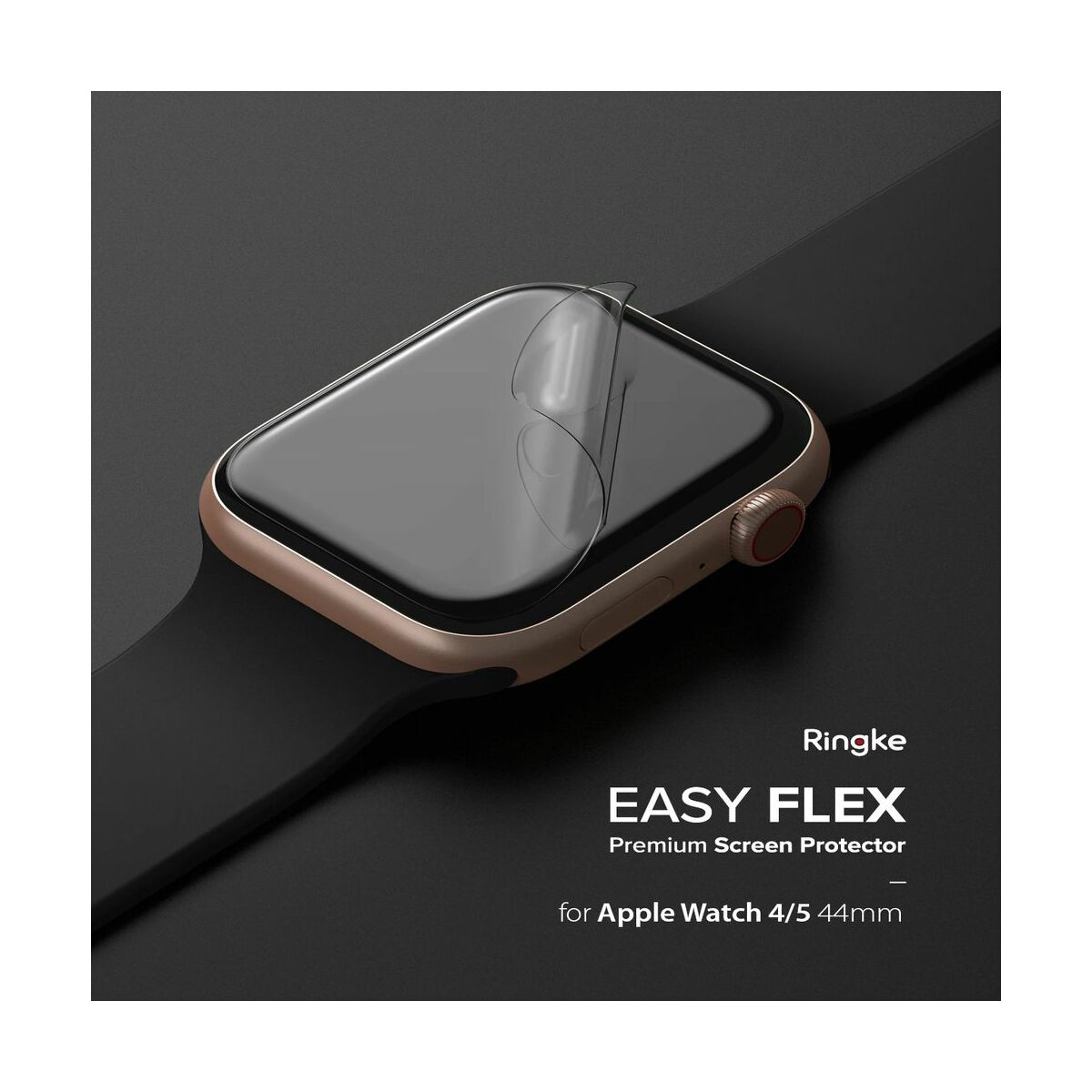 Kép 3/13 - Ringke Apple Watch 4-5 Series kijelzővédő üveg, 44 mm, EASY FLEX (1+2 csoamg), Átlátszó
