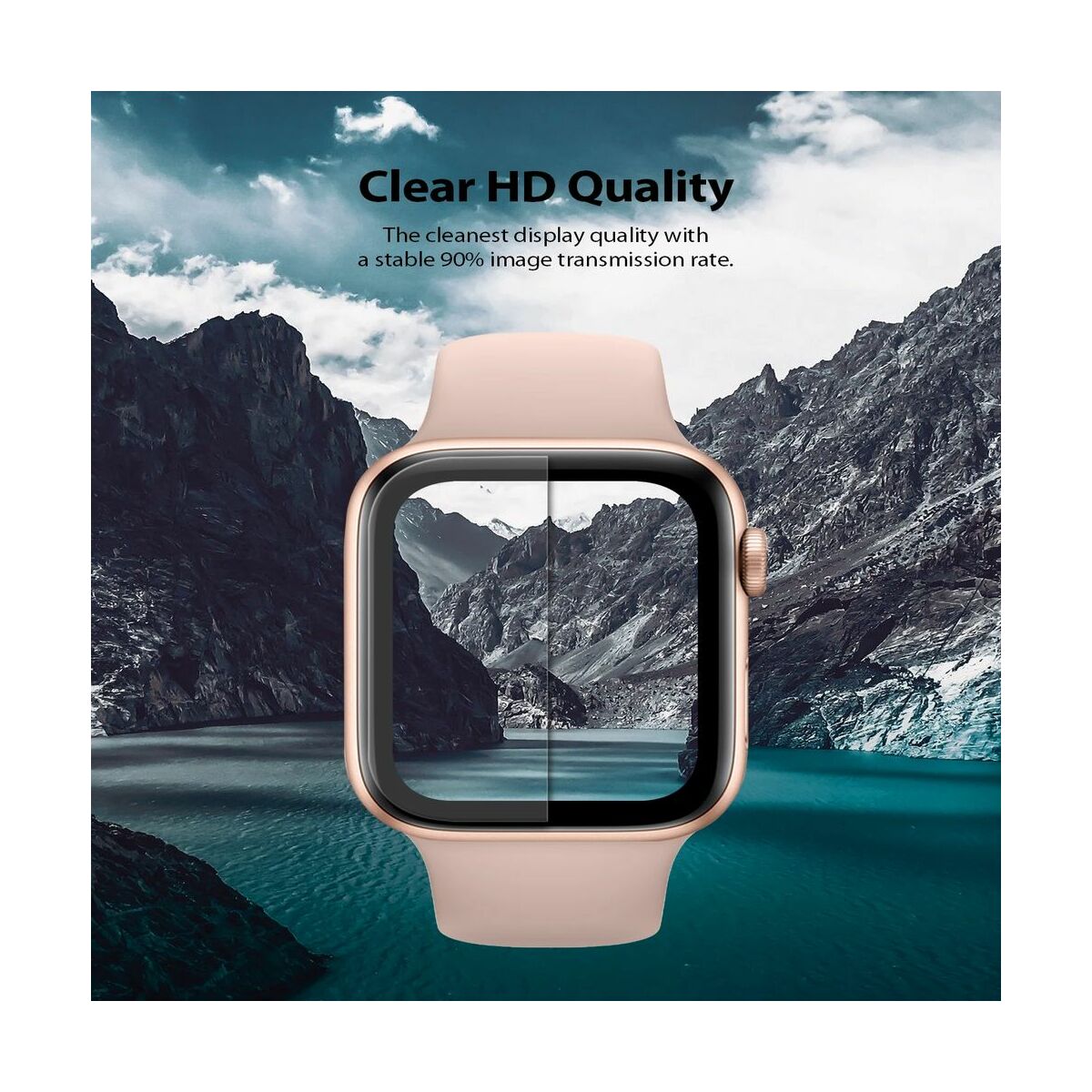 Ringke Apple Watch 4-5 Series kijelzővédő üveg, 44 mm, EASY FLEX (1+2 csoamg), Átlátszó