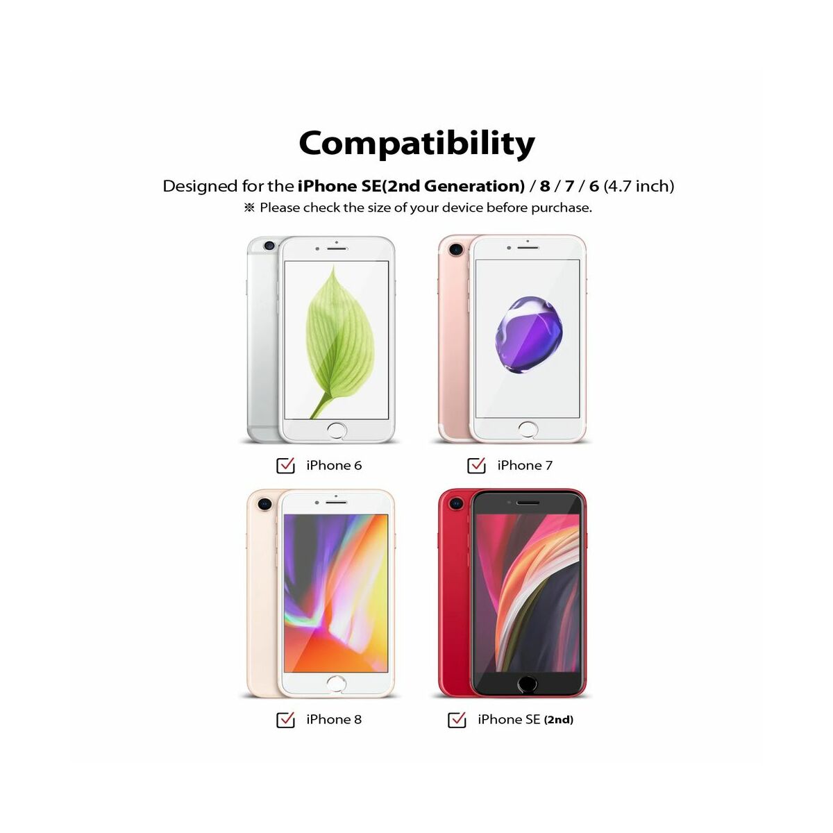 Kép 2/9 - Ringke iPhone SE 2020 kijelzővédő üveg, Dual Easy Full (1+1 csomag), Átlátszó
