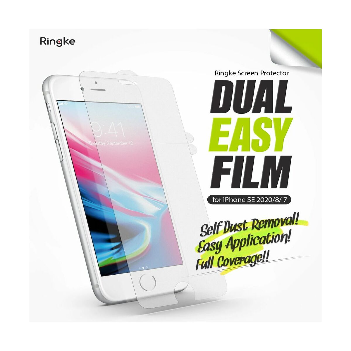 Kép 3/9 - Ringke iPhone SE 2020 kijelzővédő üveg, Dual Easy Full (1+1 csomag), Átlátszó