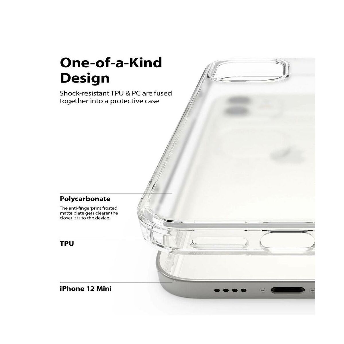 Kép 5/10 - Ringke iPhone 12 mini tok, Fusion, Matt átlátszó
