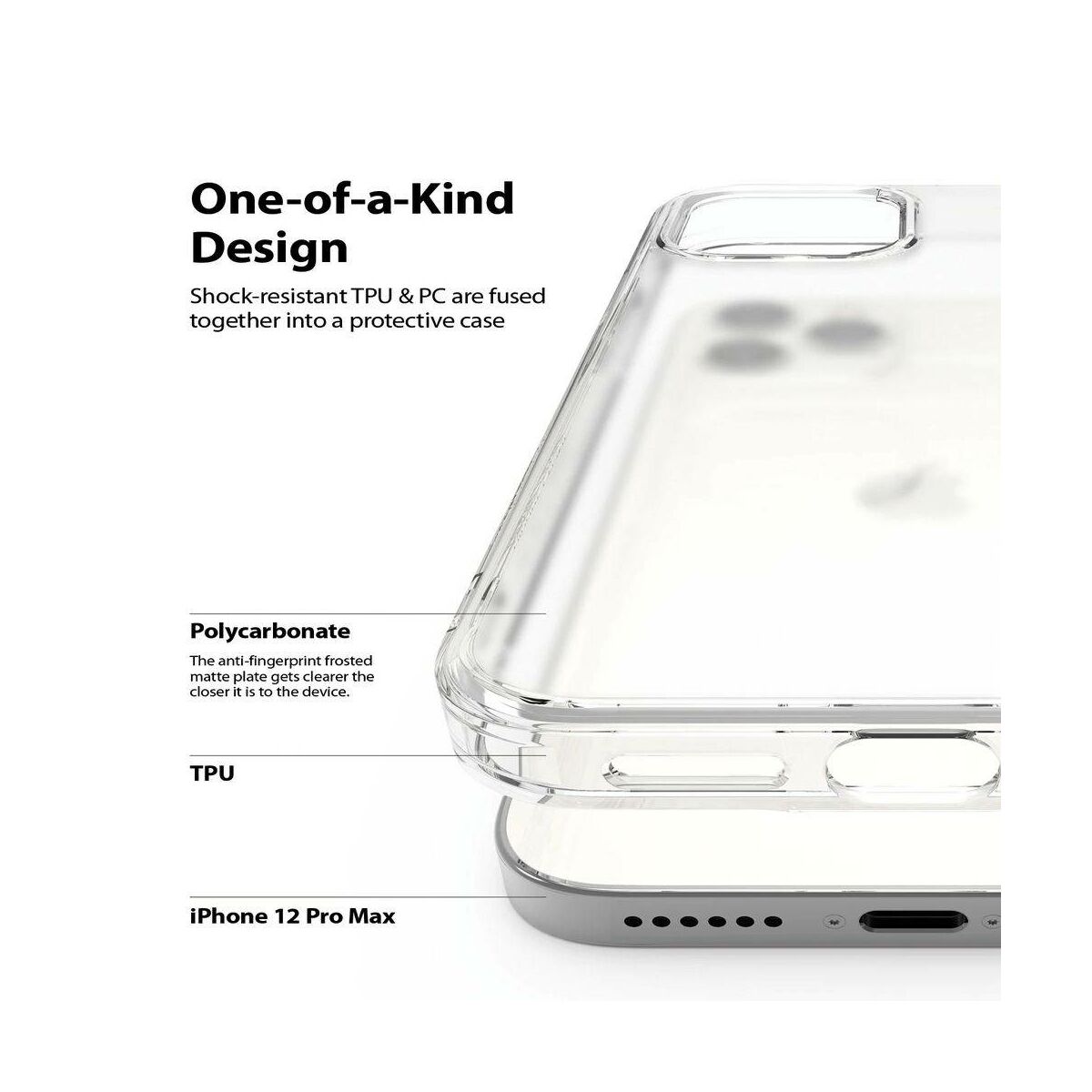 Kép 3/8 - Ringke iPhone 12 Pro Max tok, Fusion, Matt átlátszó