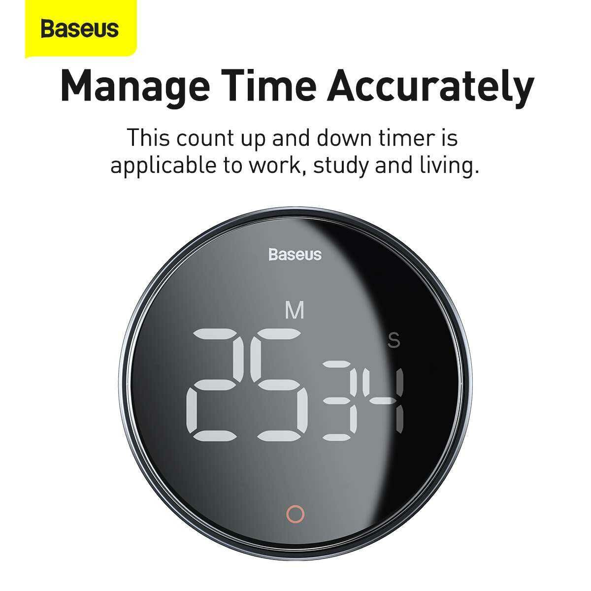 Kép 13/17 - Baseus otthon, Heyo Pro forgatható visszaszámláló időzítő óra, sötét szürke (FMDS000013)