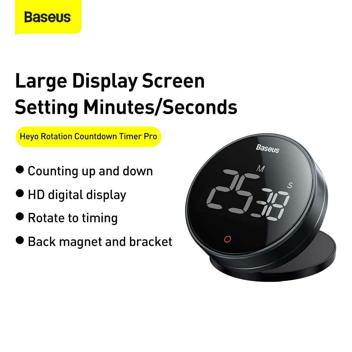 Baseus otthon, Heyo Pro forgatható visszaszámláló időzítő óra, sötét szürke (FMDS000013)