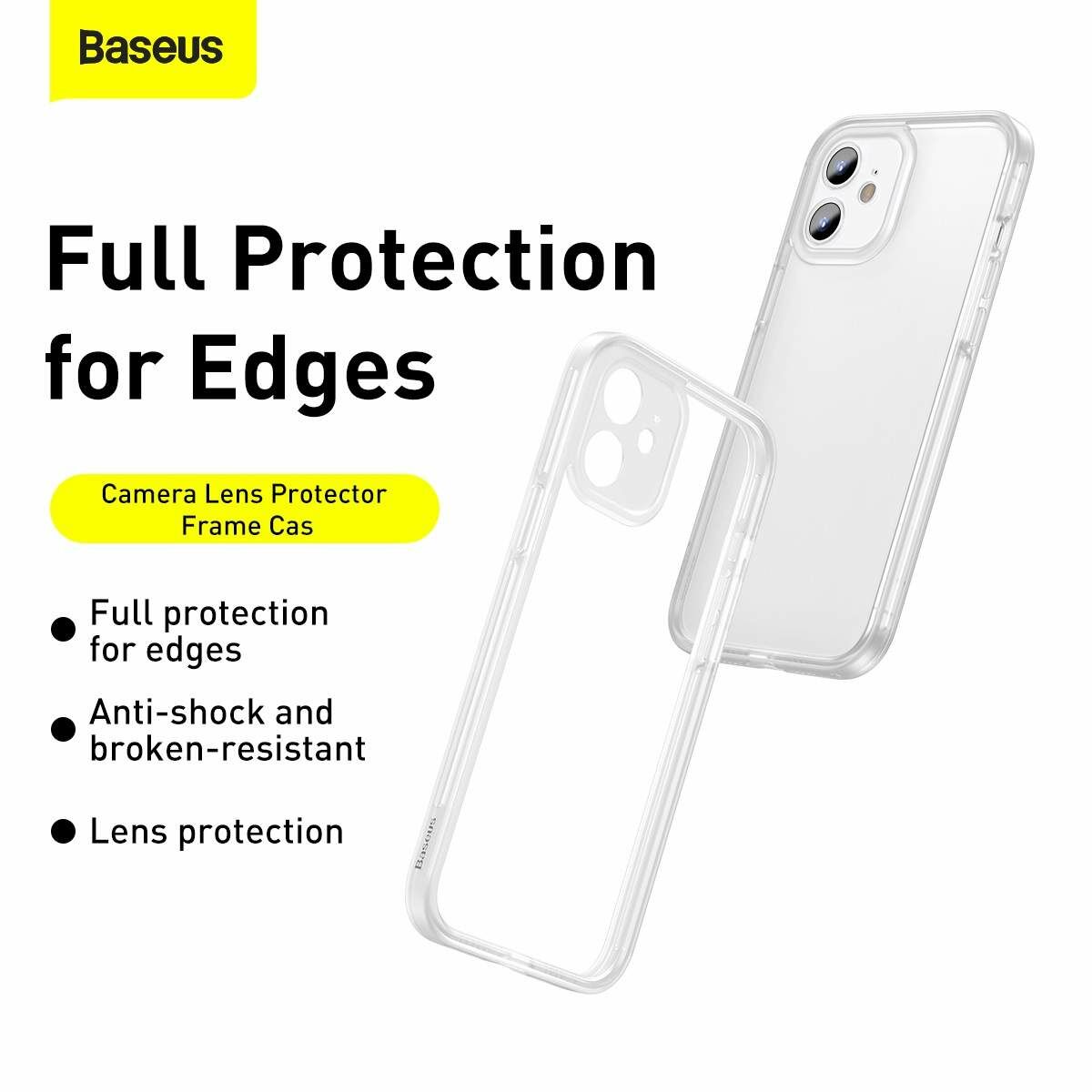 Baseus iPhone 12 mini Kamera lencsevédő kerettel tok, fehér (FRAPIPH54N-02)