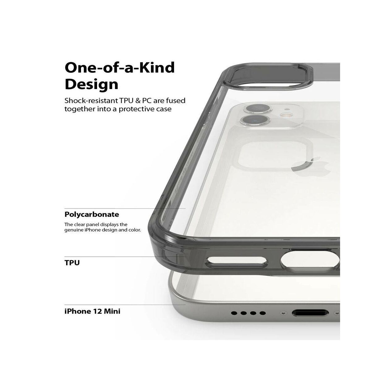 Kép 5/9 - Ringke iPhone 12 mini tok, Fusion, Füst fekete