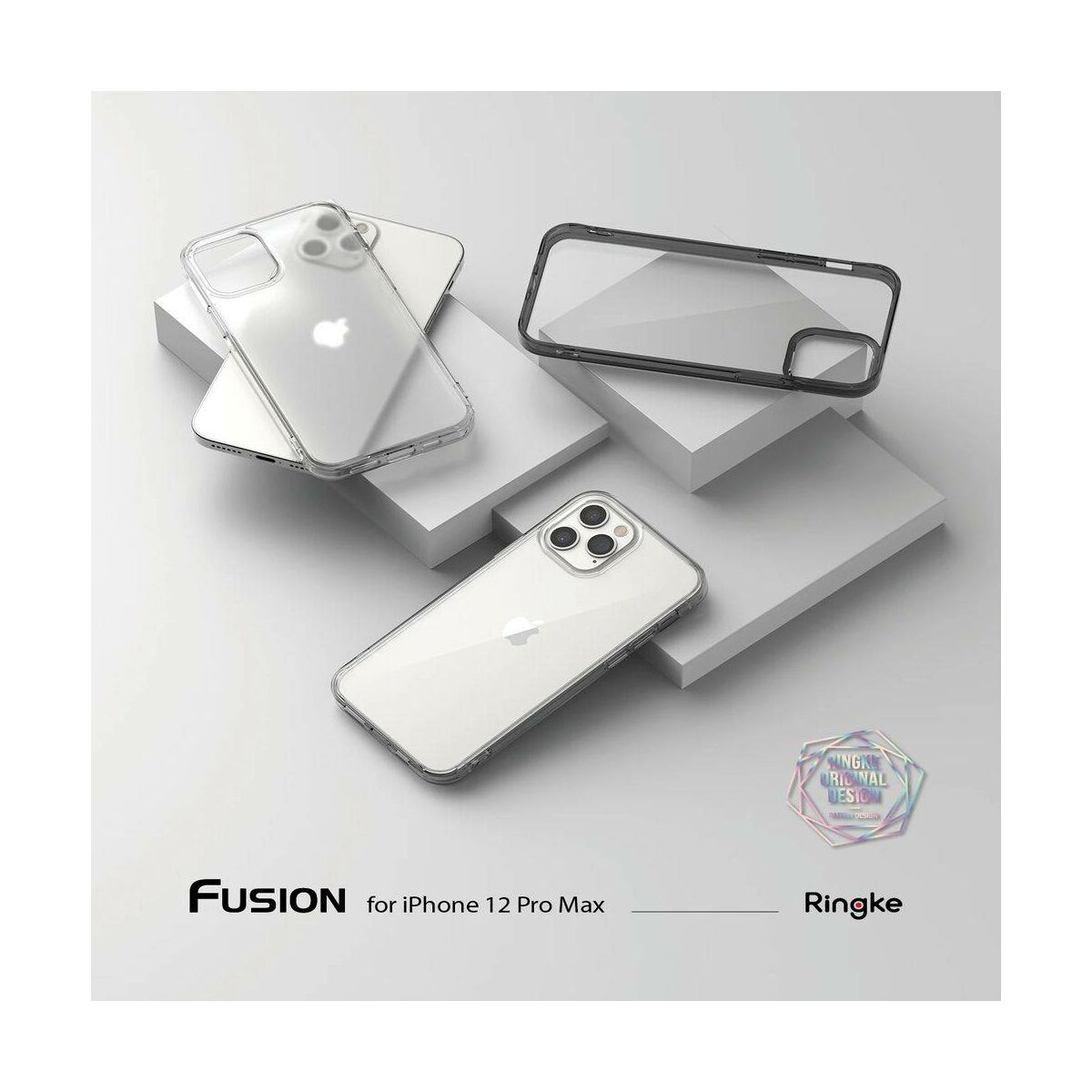 Kép 2/7 - Ringke iPhone 12 Pro Max tok, Fusion, Füst fekete
