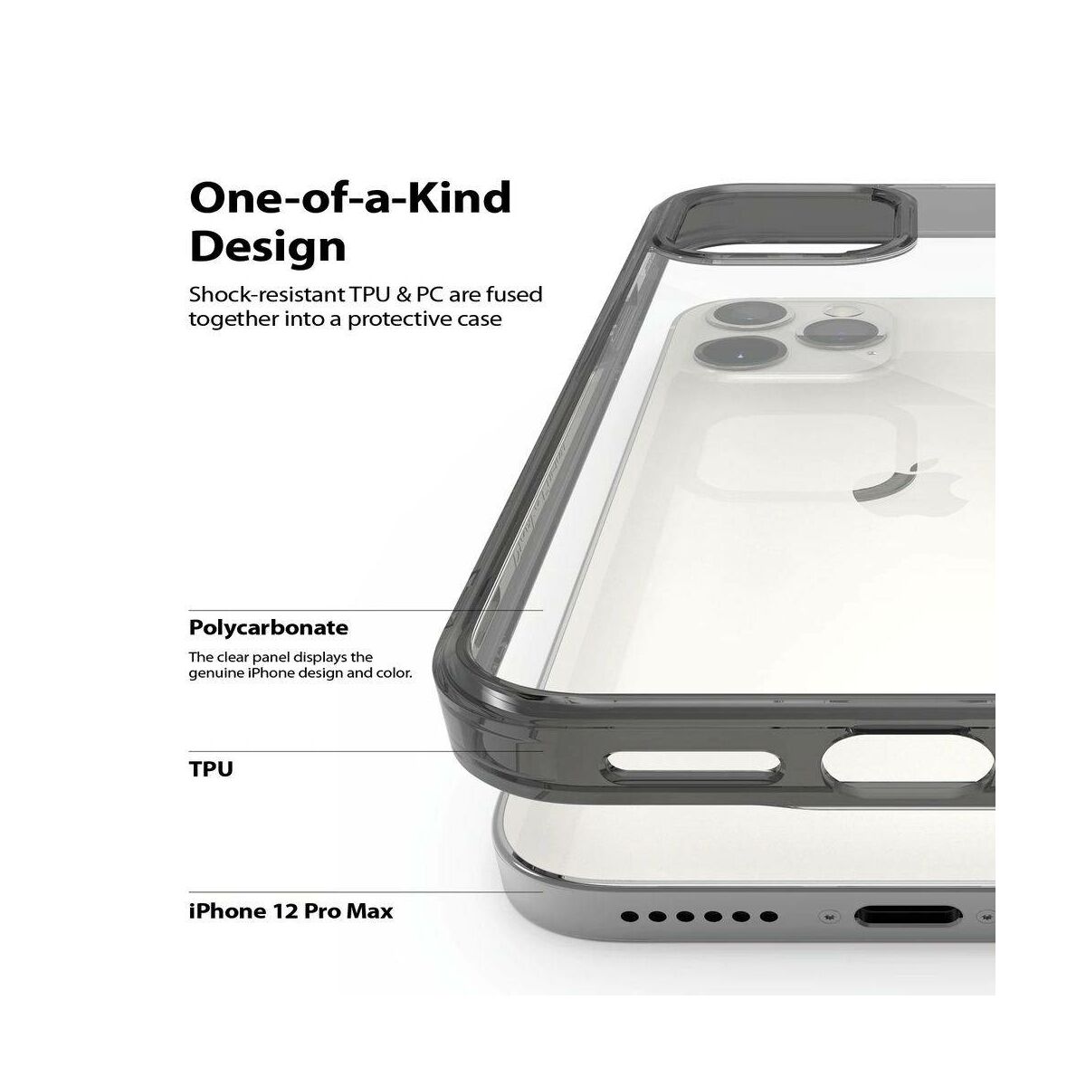 Kép 5/7 - Ringke iPhone 12 Pro Max tok, Fusion, Füst fekete
