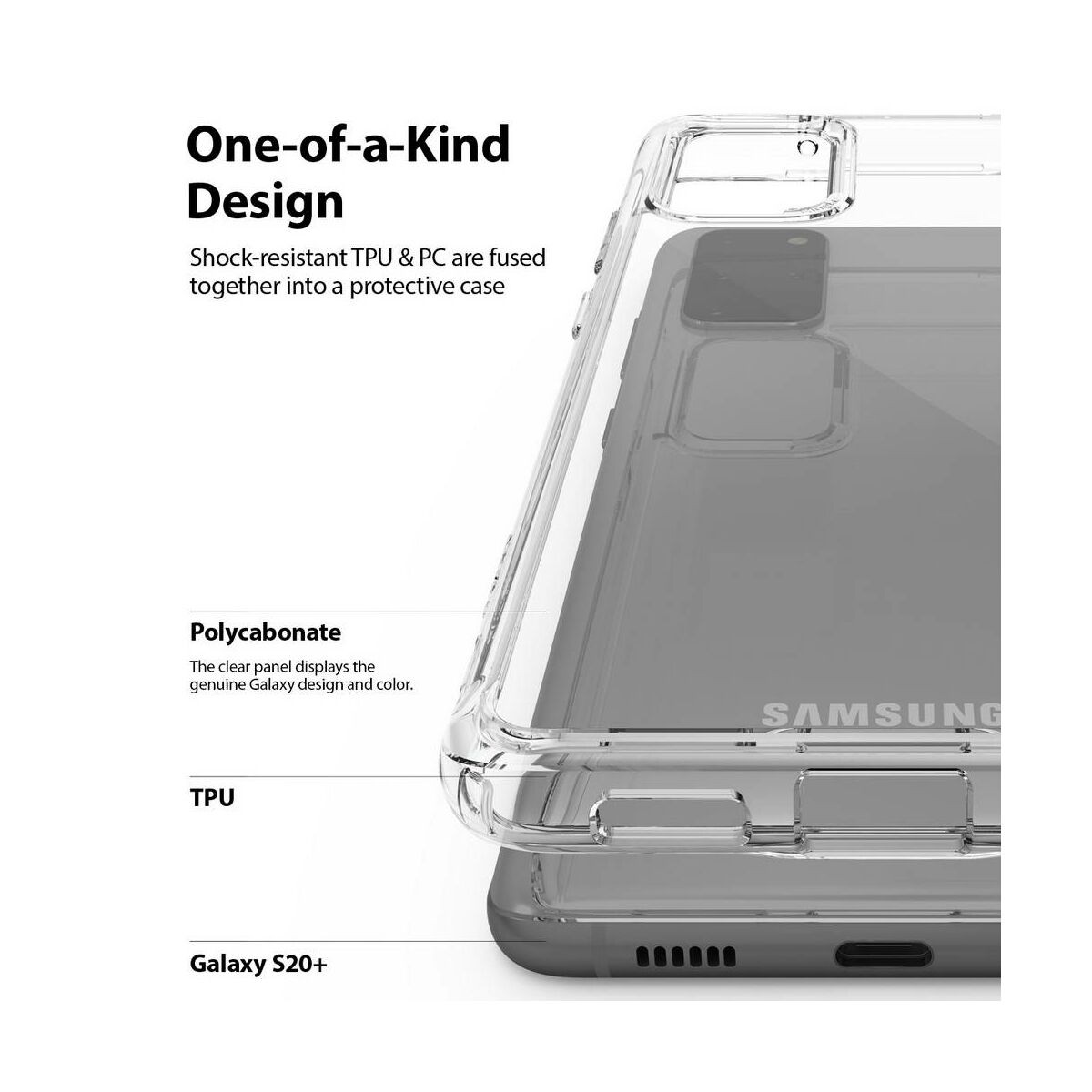 Kép 3/4 - Ringke Samsung Galaxy S20 Plus tok, Fusion, átlátszó