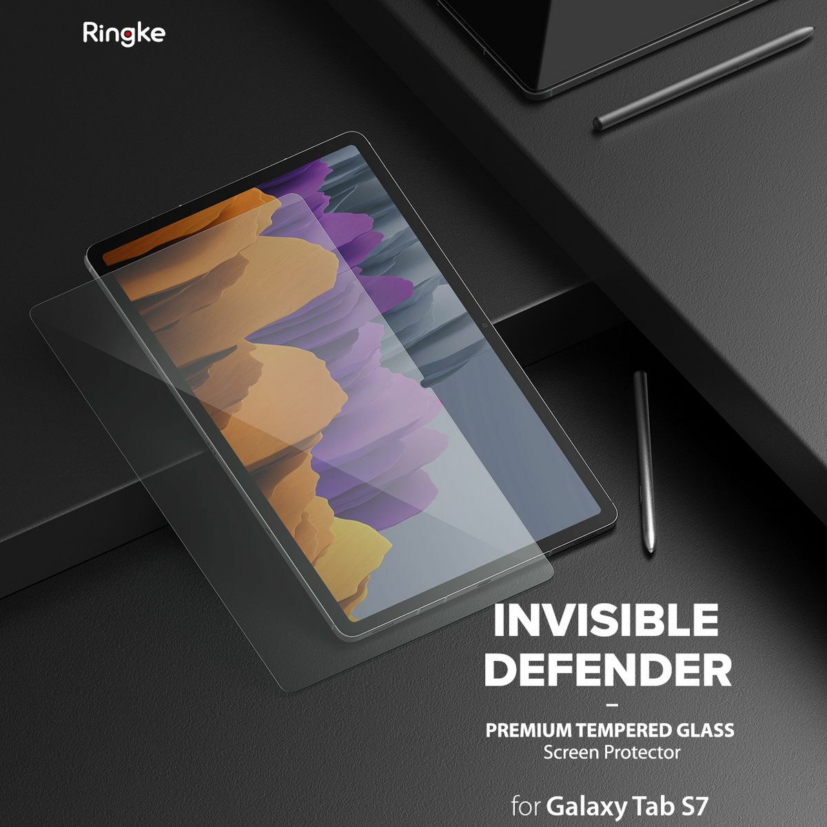 Kép 4/14 - Ringke Galaxy Tab S7 kijelzővédő, Invisible Defender ID, edzett üveg, átlátszó