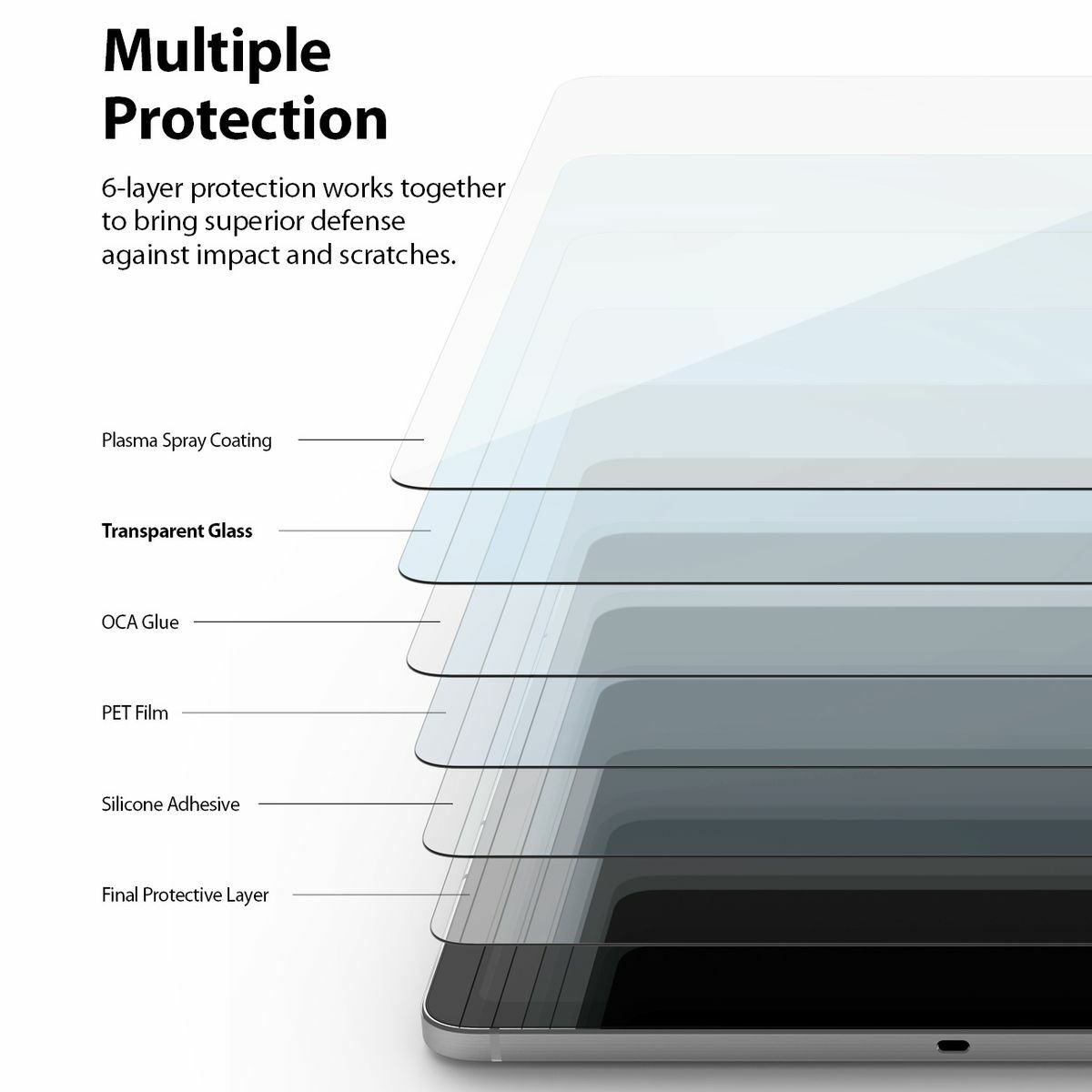 Kép 6/14 - Ringke Galaxy Tab S7 kijelzővédő, Invisible Defender ID, edzett üveg, átlátszó
