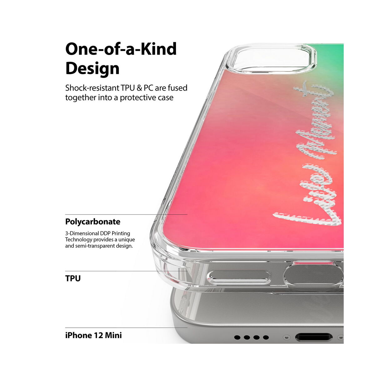 Kép 3/9 - Ringke iPhone 12 mini tok, Fusion Design, New York minta, Átlátszó