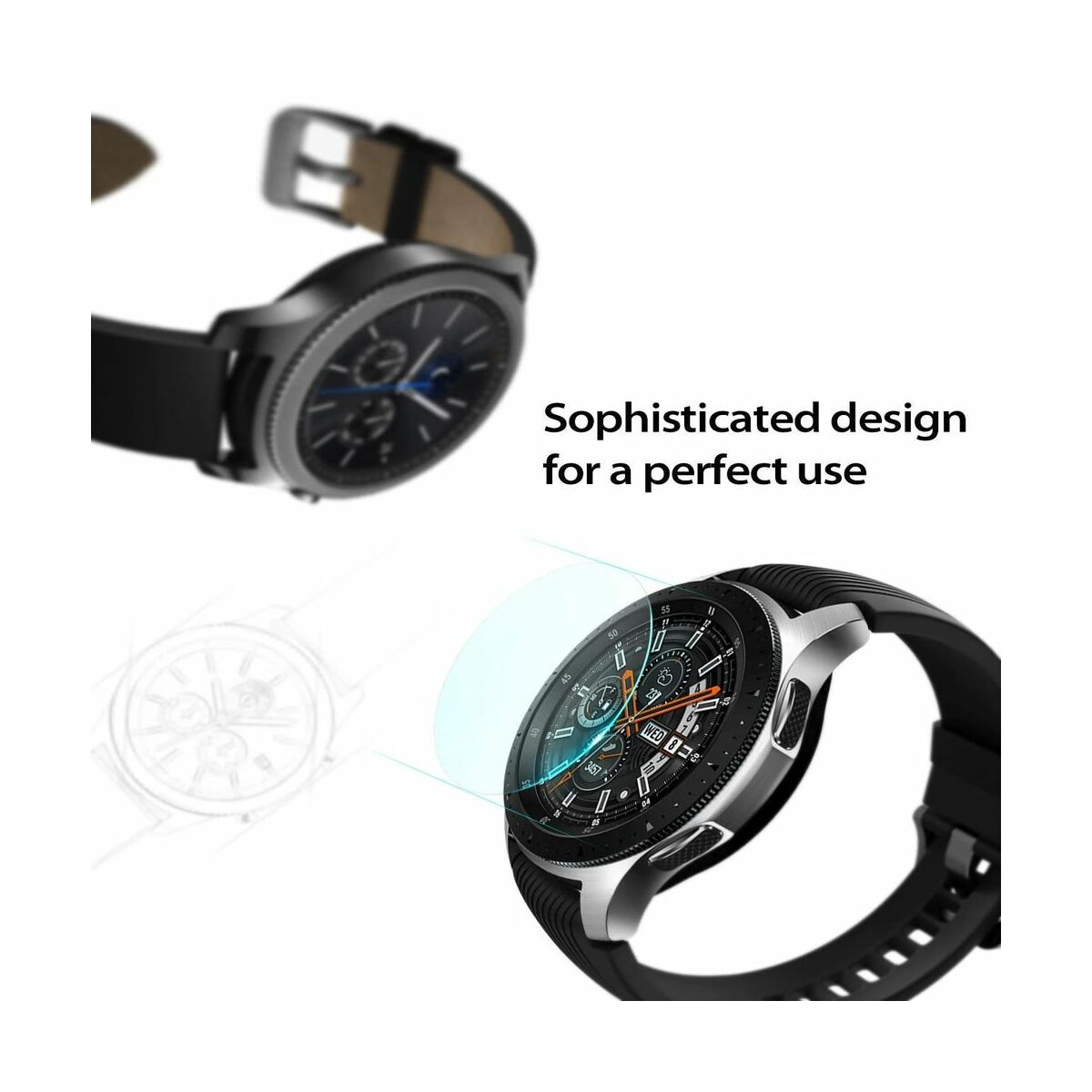 Ringke Galaxy Watch 46mm / Gear S3 kijelzővédő üveg, Invisible Defender ID Edzett üveg (3+1 csomag), Átlátszó