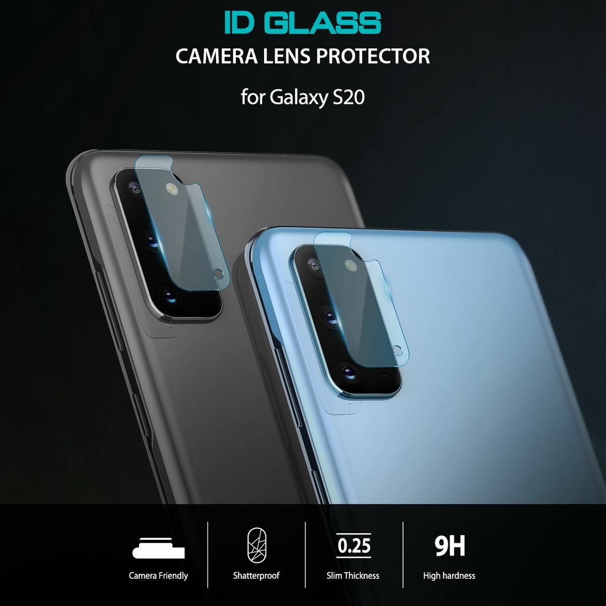 Kép 5/14 - Rinkge Galaxy S20 kamera lencse védő, Invisible Defender, edzett üveg, (3pcs), Átlátszó