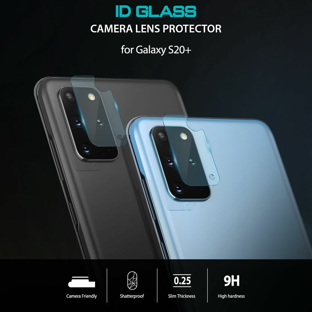 Kép 5/14 - Rinkge Galaxy S20+ kamera lencse védő, Invisible Defender, edzett üveg, (3pcs), Átlátszó