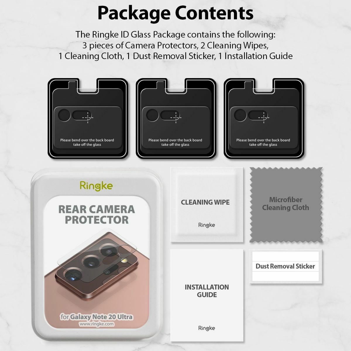 Kép 4/13 - Ringke Galaxy Note 20 Ultra kamera lencse védő, Invisible Defender, edzett üveg (3pcs), Átlátszó