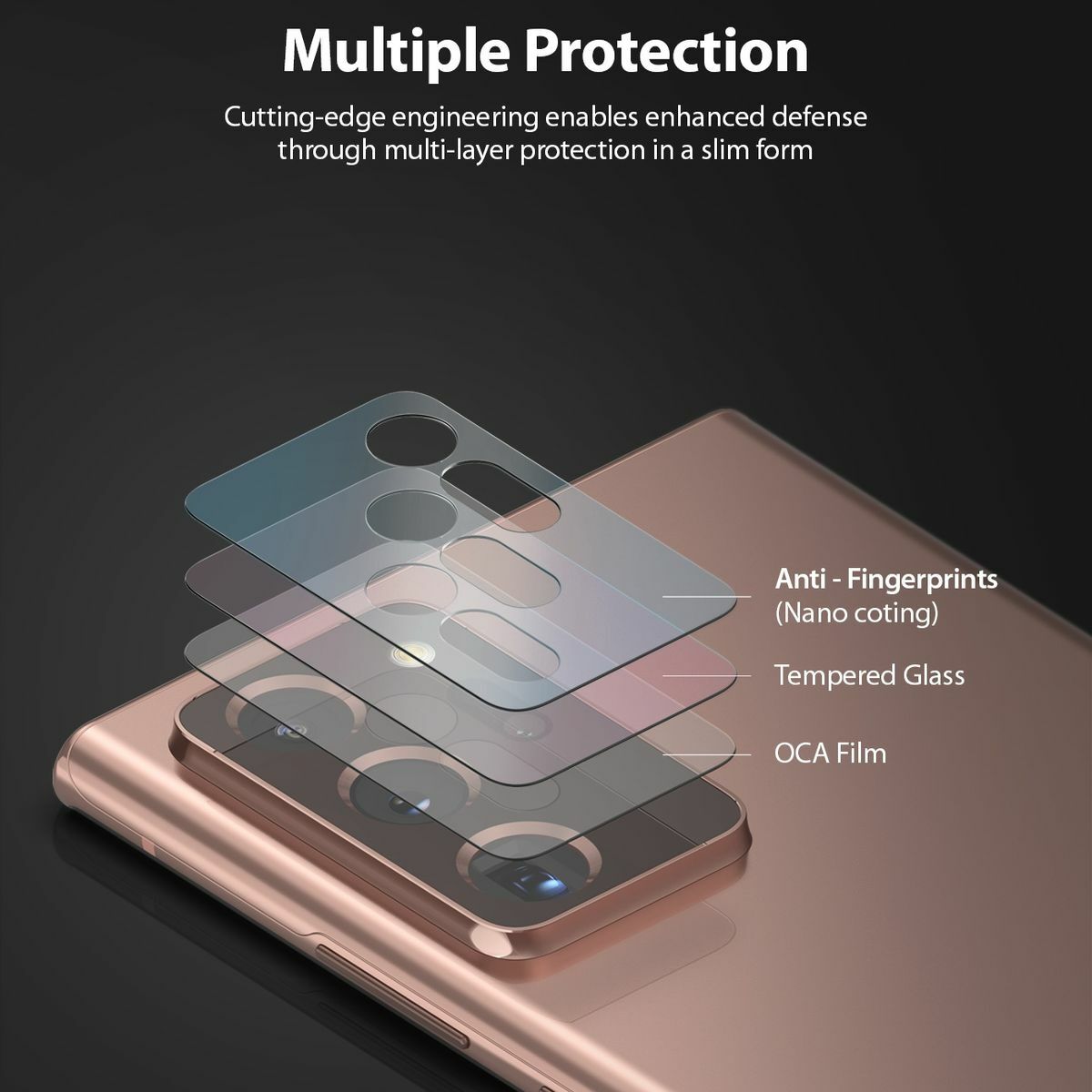 Kép 8/13 - Ringke Galaxy Note 20 Ultra kamera lencse védő, Invisible Defender, edzett üveg (3pcs), Átlátszó