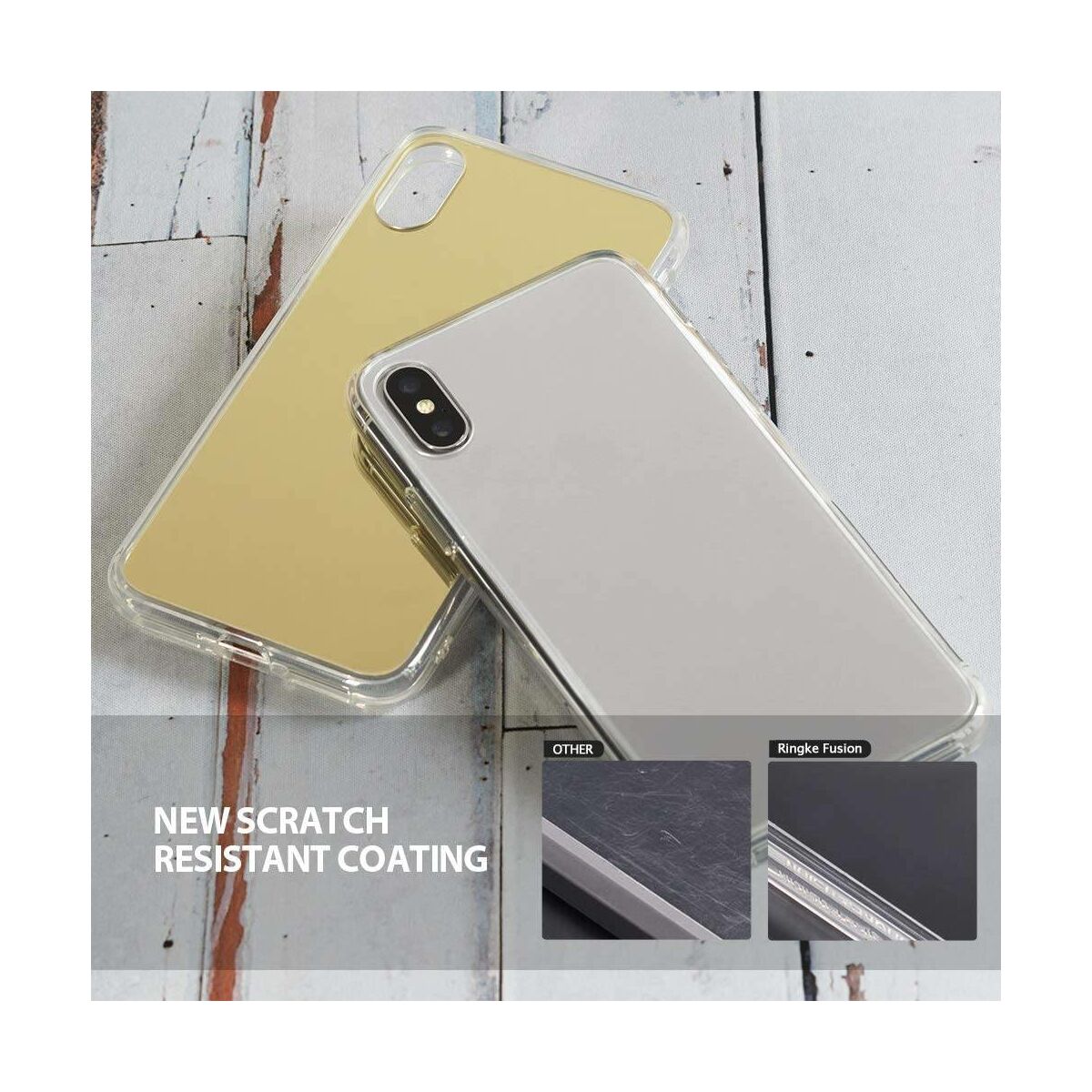 Kép 6/6 - Ringke iPhone X/XS tok, Mirror, tükröződő hátlappal, royal arany