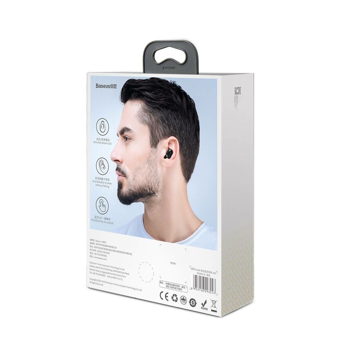 Baseus Encok A03 Bluetooth mono fülhallgató headset, fekete (NGA03-01)
