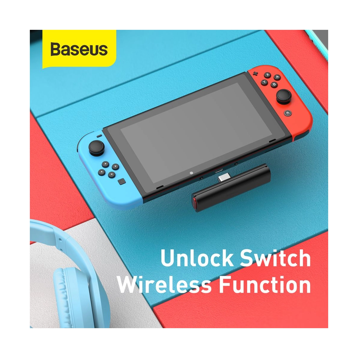 Kép 9/16 - Baseus játék eszköz, Nintendo Switch, GAMO BA05 Bluetooth adapter, Type-C, fekete (NGBA05-01)