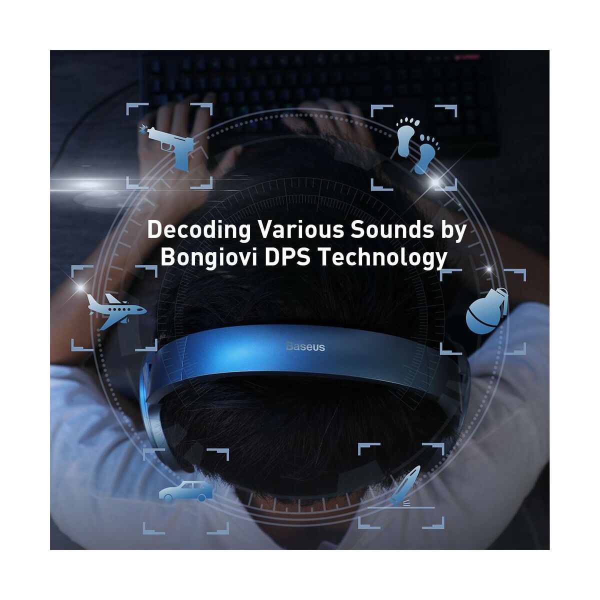 Kép 6/14 - Baseus fejhallgató, Bluetooth GAMO D05 Immersive Virtual 3D Gamereknek, számítógépes játékokhoz, (PC), Barna (NGD05-0A)