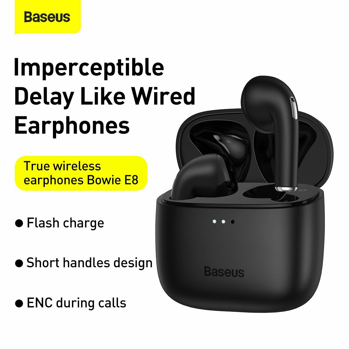 Kép 10/16 - Baseus fülhallgató, Bluetooth Bowie E8, BT 5.0, IPX5, TWS, fekete (NGE8-01)