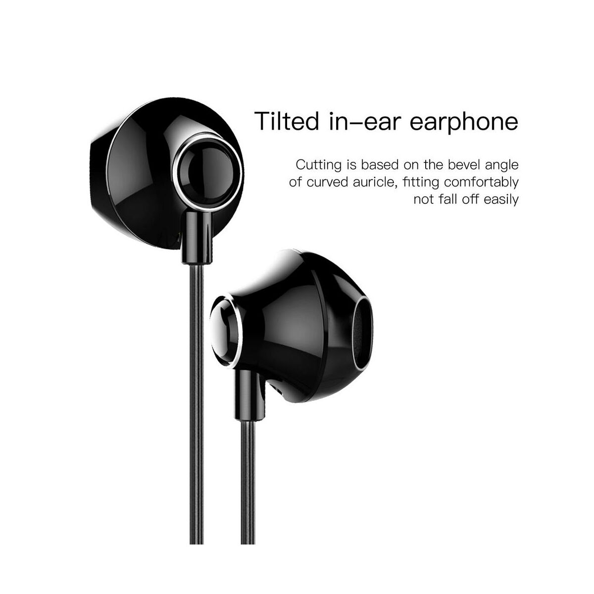 Kép 3/7 - Baseus fülhallgató, Encok H06, lateral-in-ear, mini jack, vezetékes, fekete (NGH06-01)