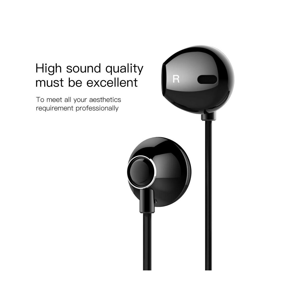 Kép 4/7 - Baseus fülhallgató, Encok H06, lateral-in-ear, mini jack, vezetékes, fekete (NGH06-01)