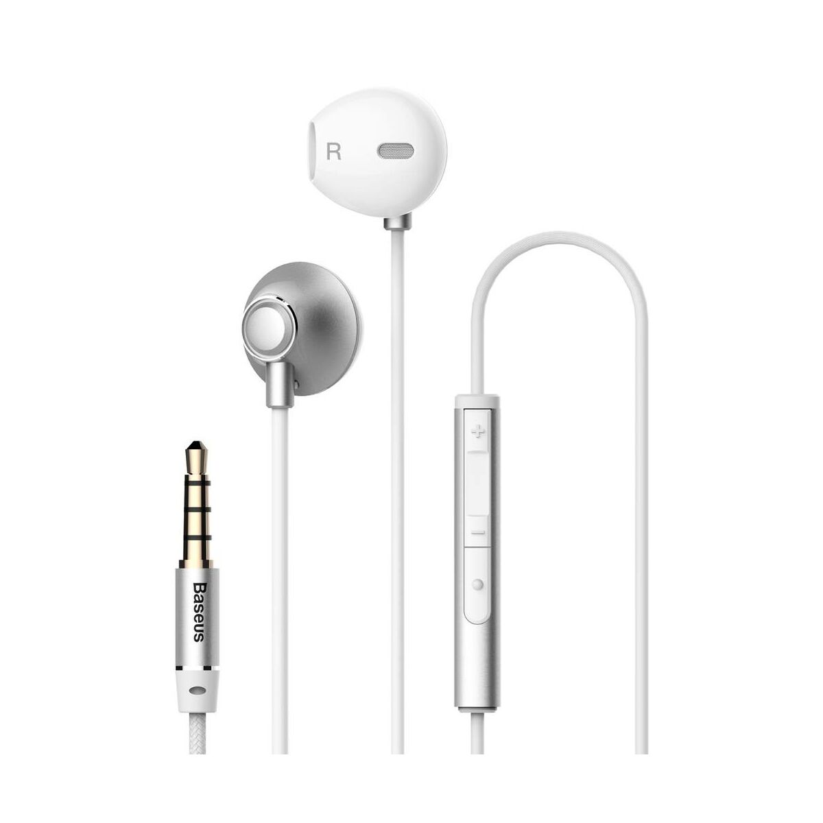 Kép 2/7 - Baseus fülhallgató, Encok H06, lateral-in-ear, mini jack, vezetékes, ezüst (NGH06-0S)
