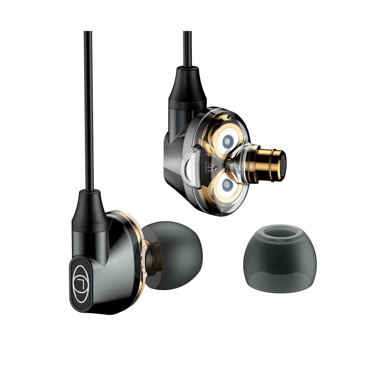 Kép 4/8 - Baseus fülhallgató, Encok H10, Dual Moving-Coil vezetékes headset, vezérlővel, fekete (NGH10-01)