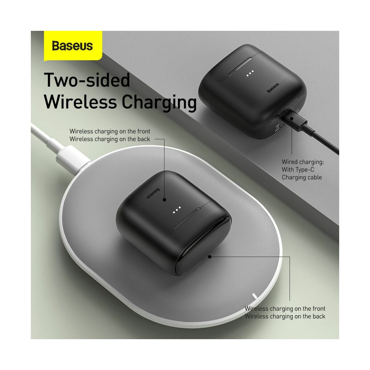 Kép 11/17 - Baseus fülhallgató, Bluetooth Encok W06, True Wireless, vezeték nélküli, BT 5.0 TWS, 5 óra zeneidő, fekete (NGW06-01)