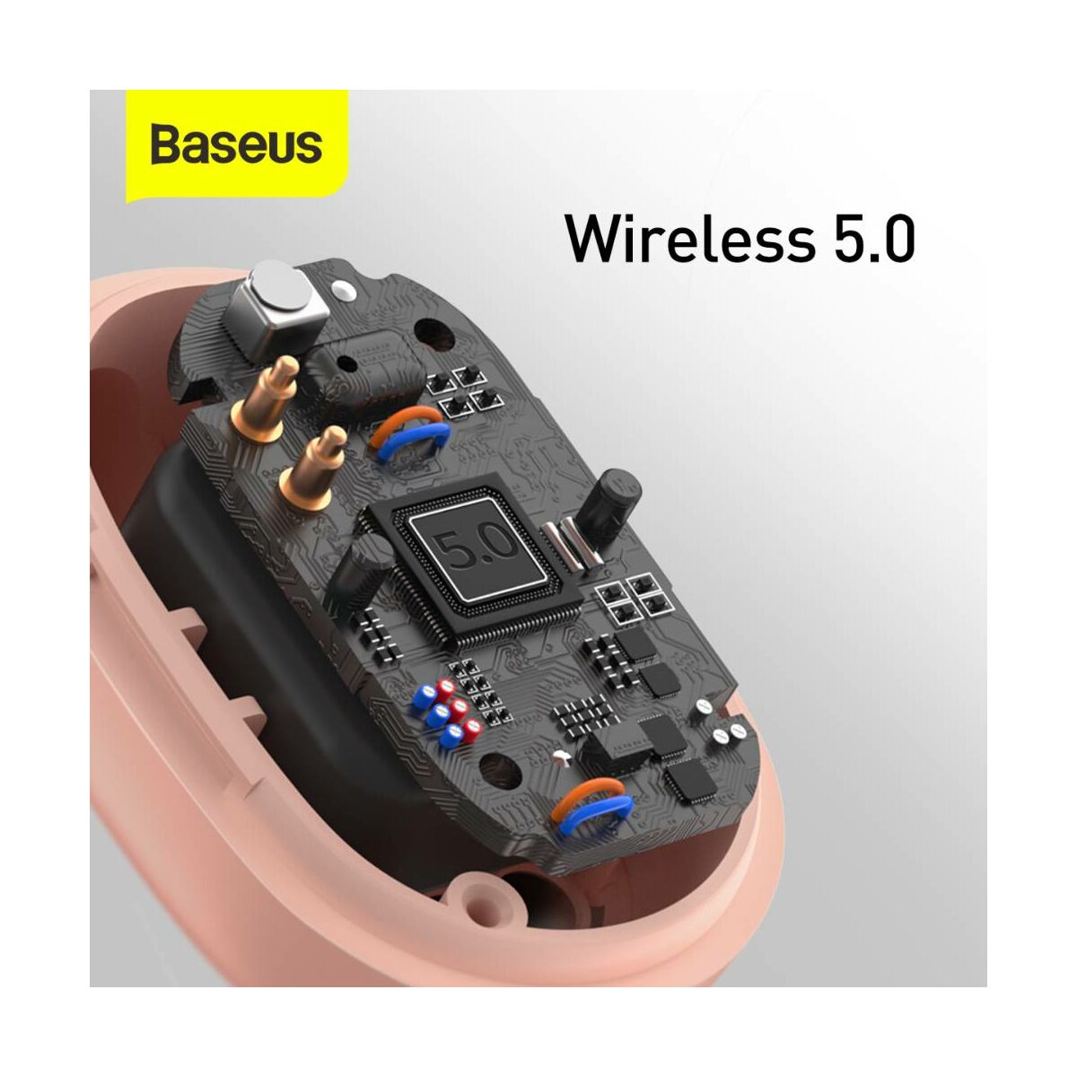 Kép 9/16 - Baseus fülhallgató, Bluetooth Encok WM01 True Wireless, vezeték nélküli, BT 5.0 TWS, akár 10m kommunikációs távolság, rózsaszín (NGWM01P-04)