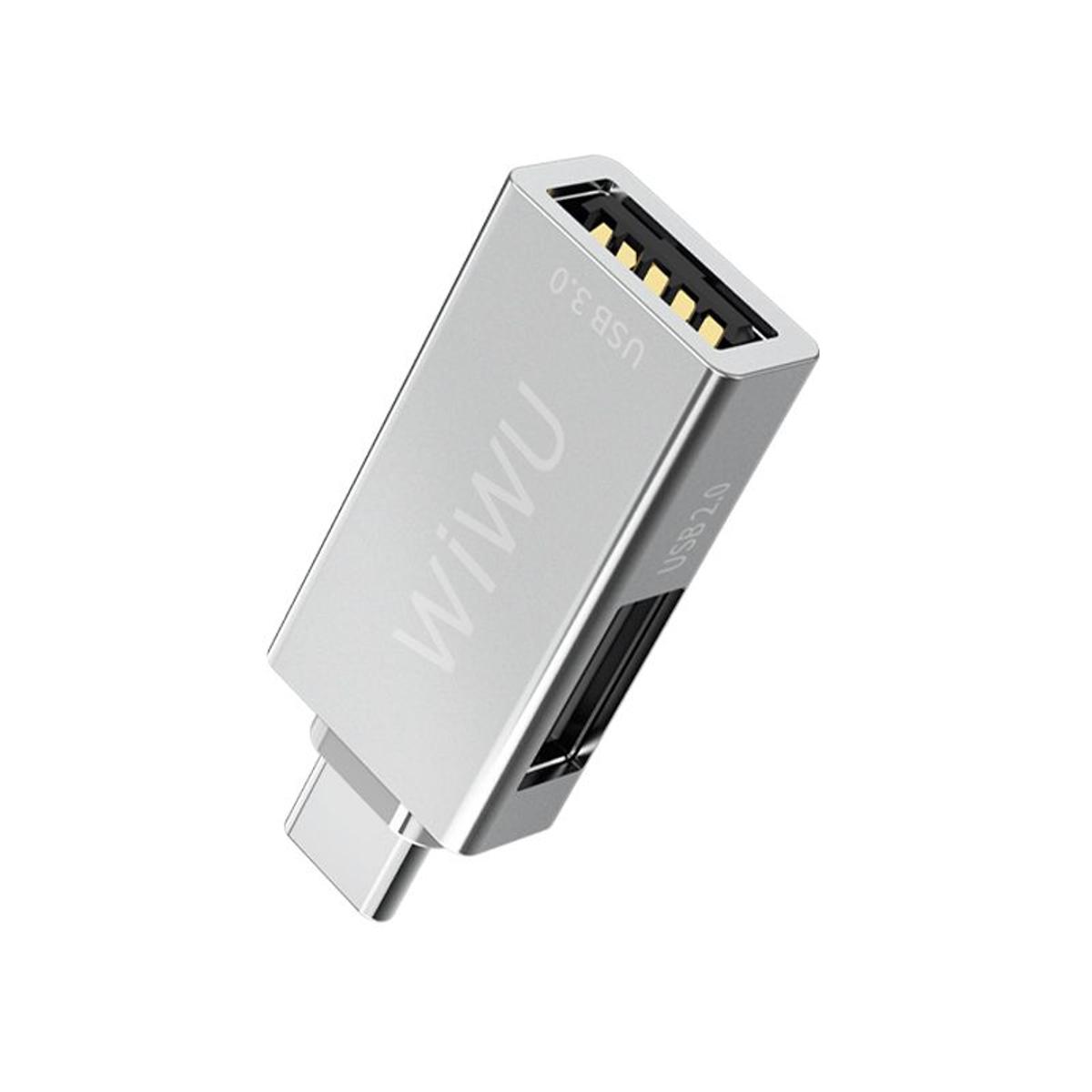Kép 2/12 - WiWU átalakító, T02 Type-C bemenetről - 2xUSB3.0 adapter, ezüst