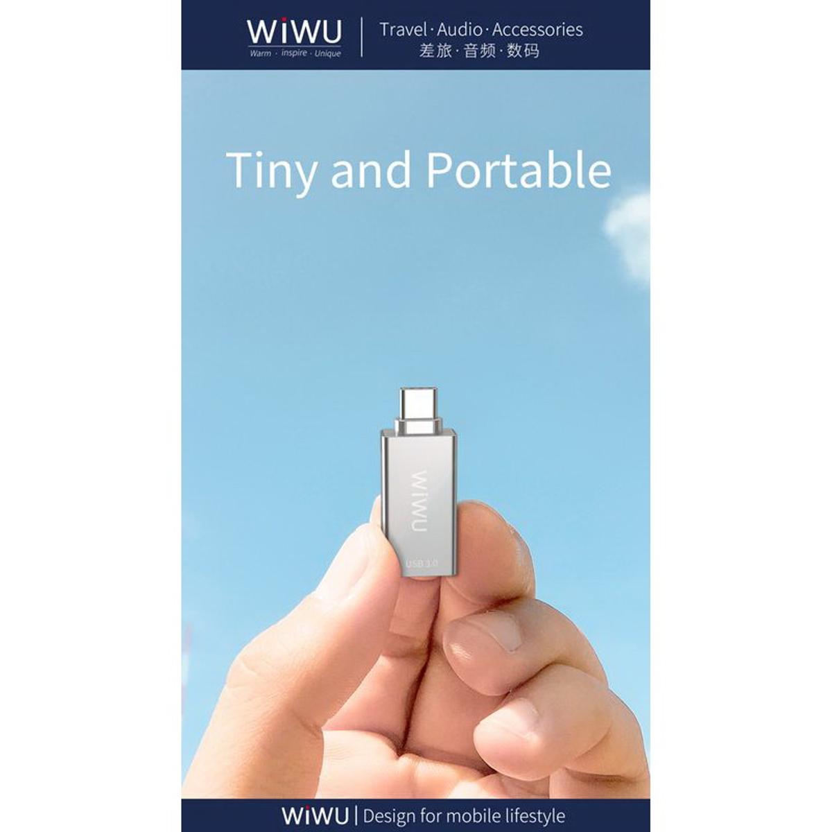 Kép 9/12 - WiWU átalakító, T02 Type-C bemenetről - 2xUSB3.0 adapter, ezüst