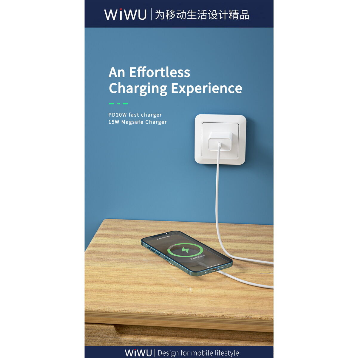 Kép 9/19 - WiWU Vezeték nélküli töltő, MagSafe funkcióval (M5) iPhone 12 töltéssel kompaibilis, 15W, fehér, EU