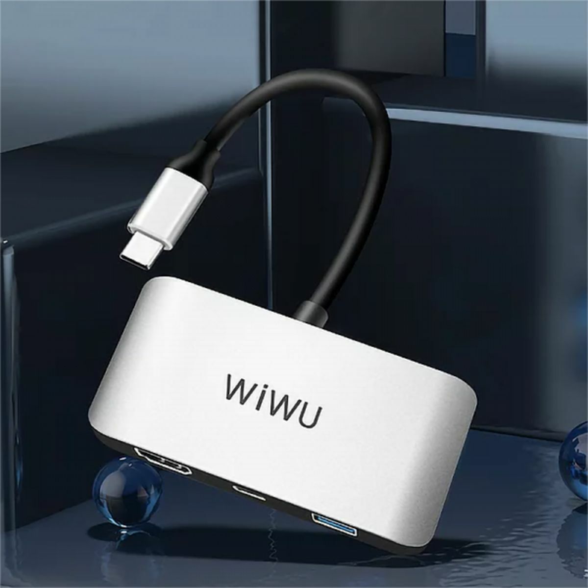 WiWU HUB Alpha C2H (Type-C bemenetről 1 x USB3.0 + 1 x Type-C + 1x HDMI) szürke