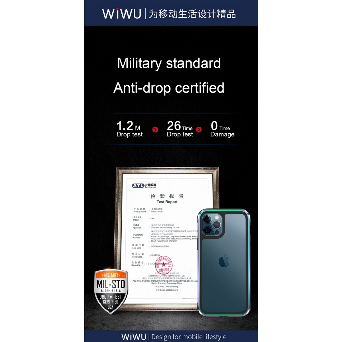 WiWU iPhone 12 tok, Defense Armor, fekete