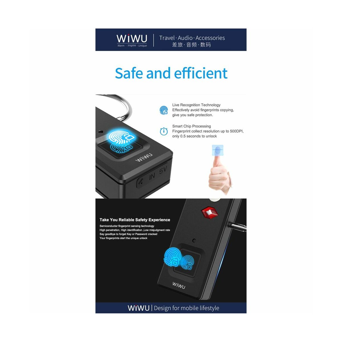 WiWU Smart device, S6 ujjlenyomatos lakat, Fekete