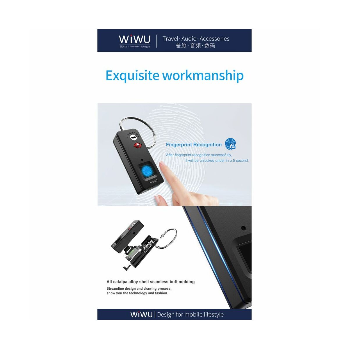 WiWU Smart device, S6 ujjlenyomatos lakat, Fekete