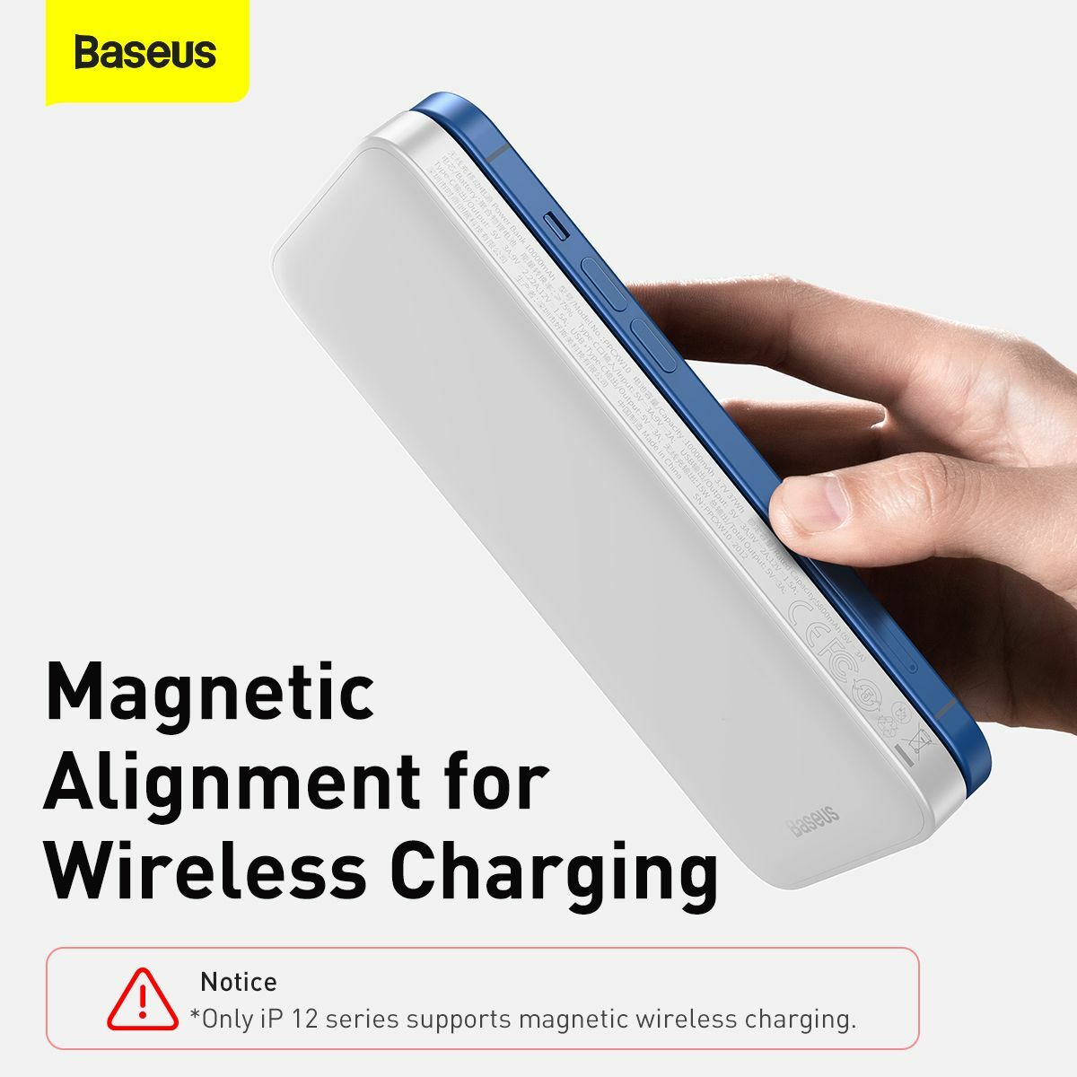 Baseus Power Bank Magnetic mágneses csatlakozás, vezeték nélküli töltés, gyors töltés, 10000 mAh, 20W, fehér (PPMT-02)