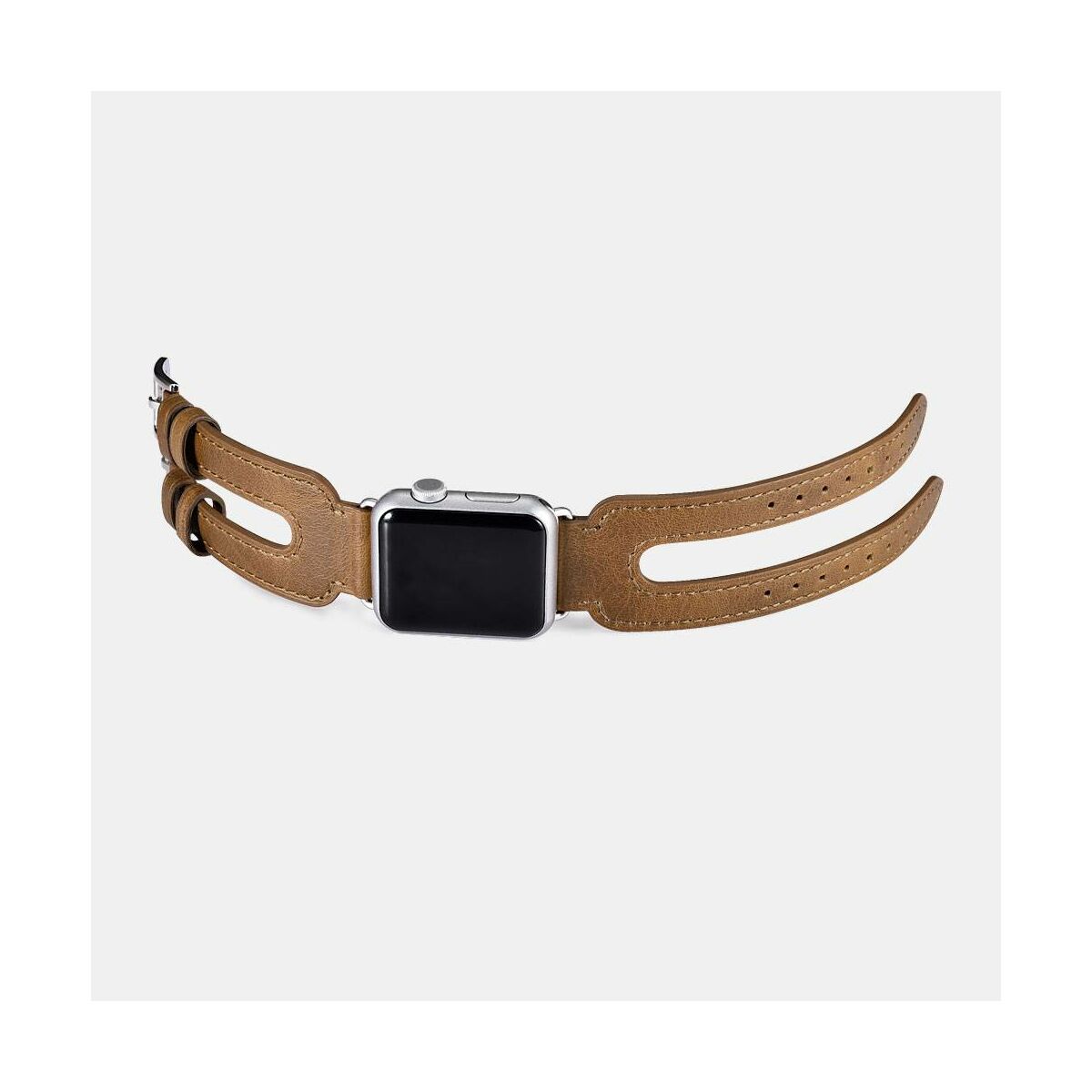 Kép 2/3 - iCarer Apple Watch Óraszíj, 38 mm, Classic Sorozat Valódi Bőr Dupla szij és csatt barna