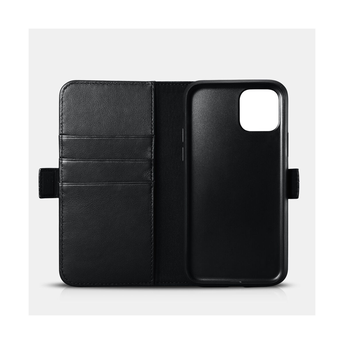 iCarer iPhone 11 Pro Max tok, Nappa Bőr Levehető 2-in-1 pénztárcatok, levehető kártyatartóval, fekete