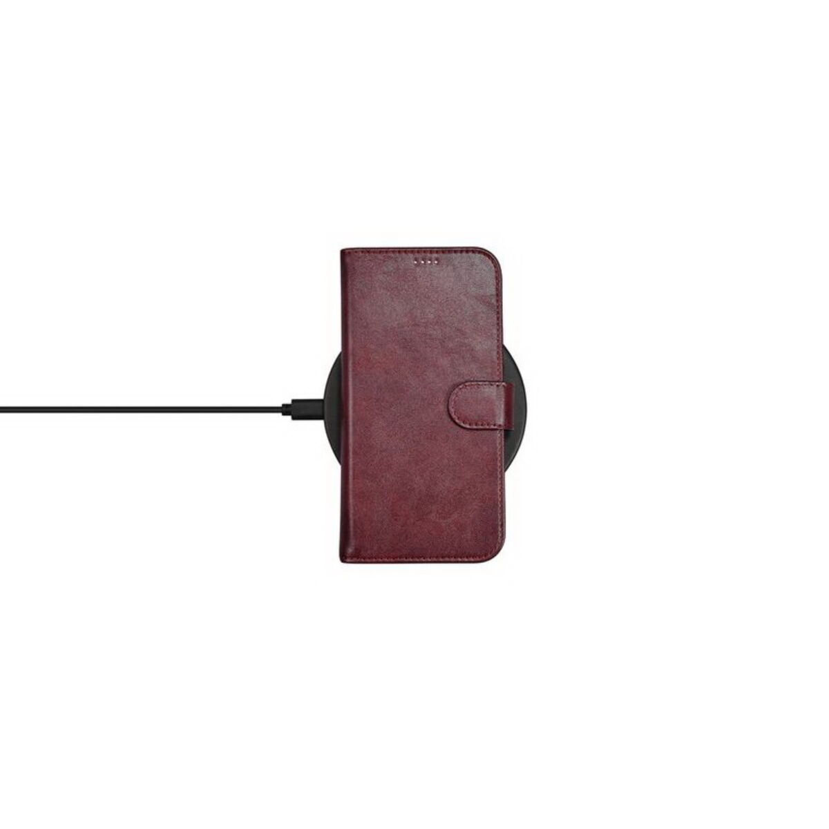 Kép 7/10 - iCarer iPhone 12 mini (5.4) tok, Luxury Leather Sorozat oldalt nyíló (fémcsattal az elején), piros